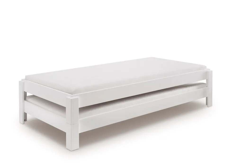 Stapelbett 90x200cm 'Dubi' Buche massiv weiß lackiert