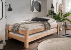 Stapelbett 90x200cm 'Dubi' Buche massiv natur geölt