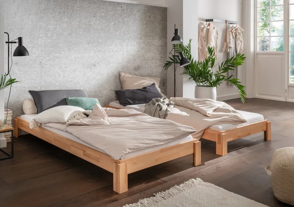 Stapelbett 90x200cm 'Dubi' Buche massiv natur geölt