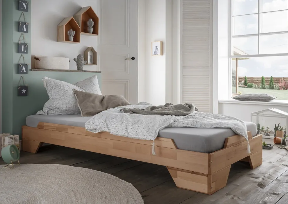 Stapelbett 90x200cm 'Pisa' Buche massiv natur geölt