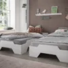Stapelbett 90x200cm 'Pisa' Buche massiv weiß lackiert