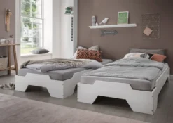 Stapelbett 90x200cm 'Pisa' Buche massiv weiß lackiert