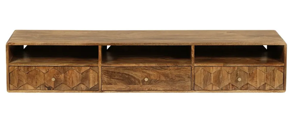 TV Board 160cm 'Kalani' Mango massiv hängend oder mit Füßen braun lackiert