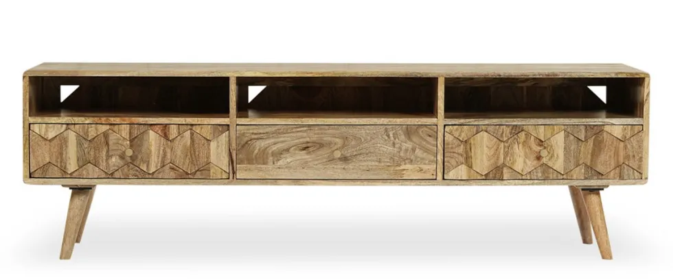 TV Board 160cm 'Kalani' Mango massiv hängend oder mit Füßen natur lackiert