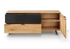 TV Board 150cm 'Malaga ' Wildeiche verschiedene Variationen möglich Glas anthrazit ohne/Wandbefestigung
