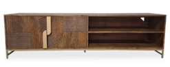 TV Board 180cm 'Marvello' Mango braun & Metall goldfarbig hängend oder stehend