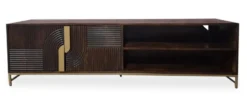 TV Board 180cm 'Marvello' Mango mahagoni & Metall goldfarbig hängend oder stehend