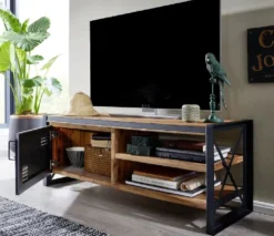 TV Board 127cm 'Montreux' Akazie & Metall schwarz