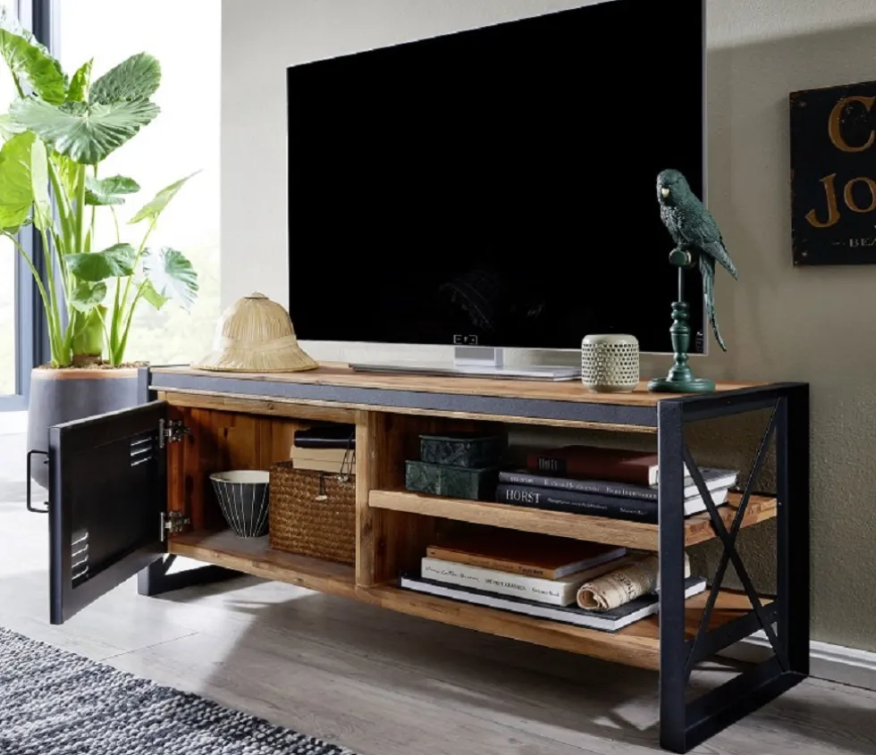 TV Board 127cm 'Montreux' Akazie & Metall schwarz
