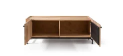 TV Board 140cm Wildeiche geölt 'Amalfi' verschiedene Ausführungen ohne Glasplatte Metallgestell schwarz
