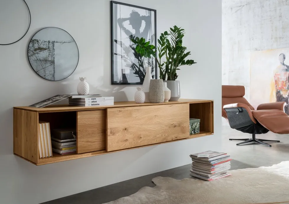 TV Board hängend oder stehend 170cm 'Prag' Wildeiche geölt WZ-0546