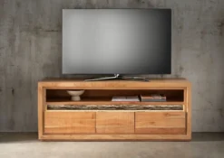 TV Board inkl. Beleuchtung 163x63cm "Trondheim" Akazie massiv