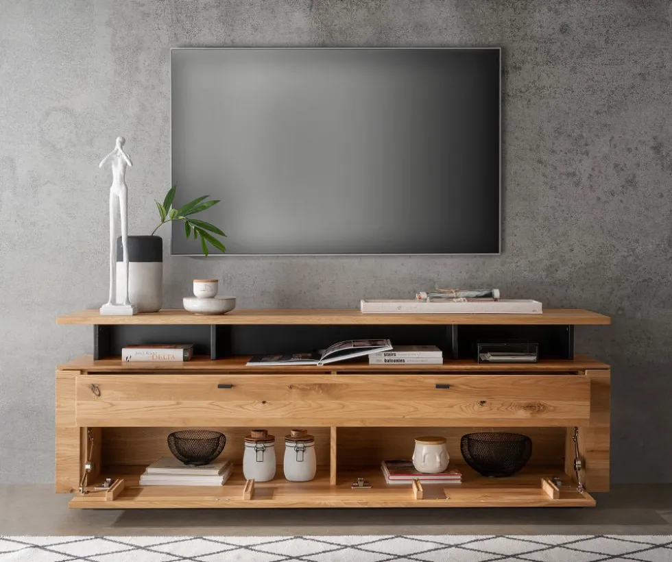 TV Board mit Aufsatz 179x63cm "Savona" Wildeiche geölt