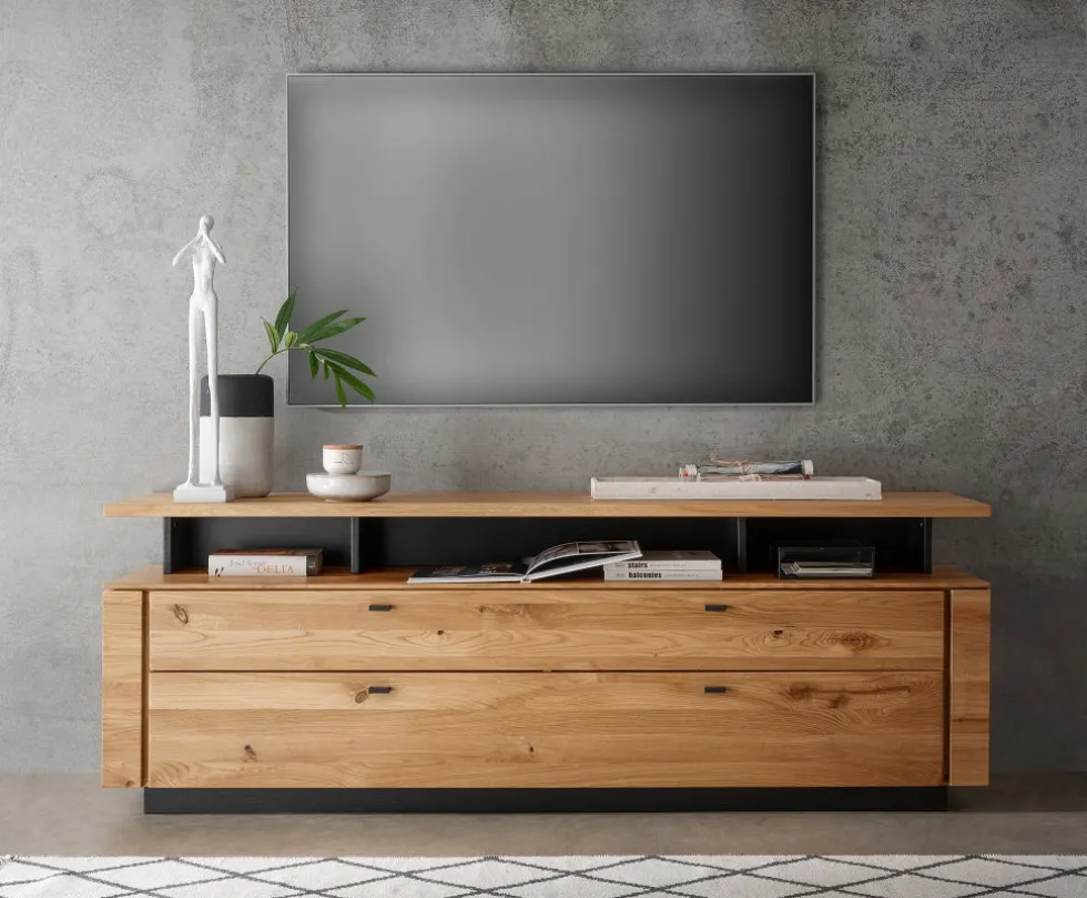 TV Board mit Aufsatz 179x63cm "Savona" Wildeiche geölt