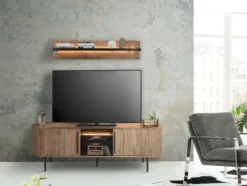 TV Board mit Beleuchtung 175cm 'Atlantic' Akazie massiv