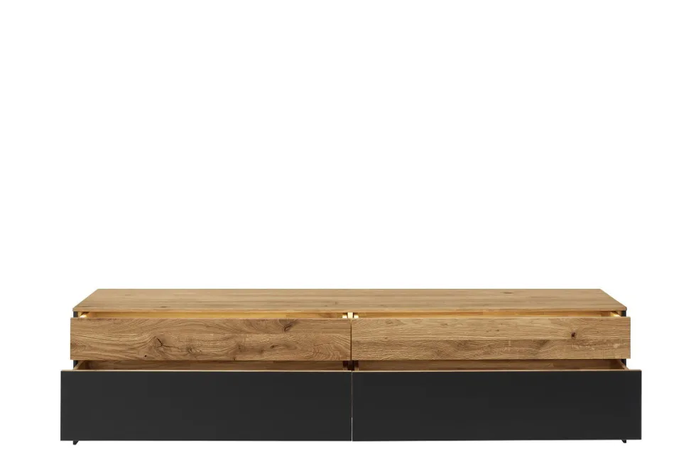 TV Board mit Beleuchtung 200cm 'Boston ' Wildeiche geölt & Glas anthrazit
