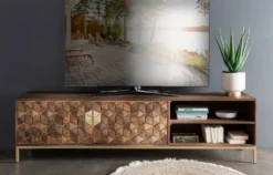 TV Board 190x50cm "Assuan" Mango & Metall goldfarbig WZ-0462