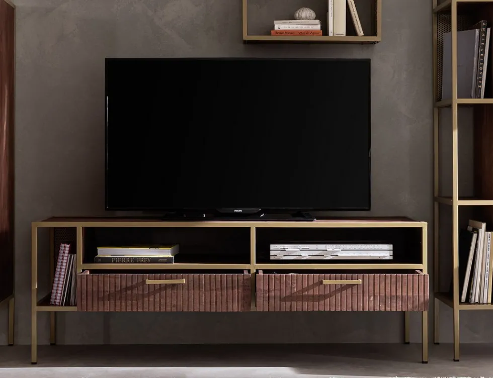 TV Board 160x57cm "Golden Line" braun & gold