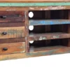 TV Board 160x60cm 'Hawkins' recyceltes Altholz mehrfarbig lackiert 6 Schubkästen