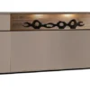 TV Board 180x55cm 'Locarno II' Nussbaum massiv & MDF creme inkl.Beleuchtung