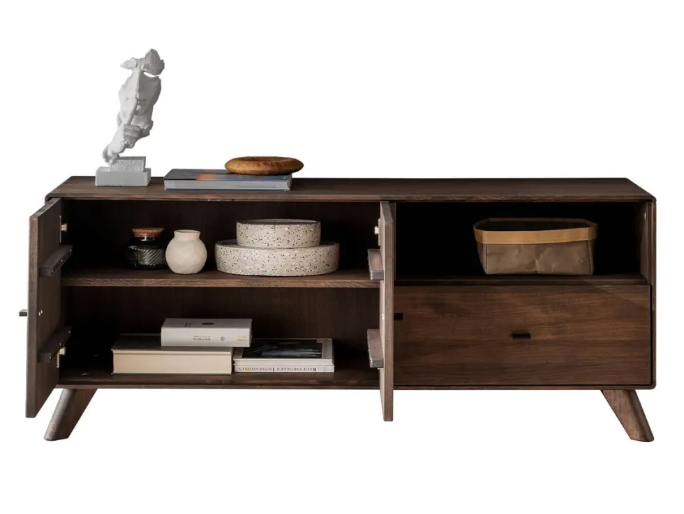 TV Board 141x57cm "Lugano" Kernbuche massiv Tabak geölt