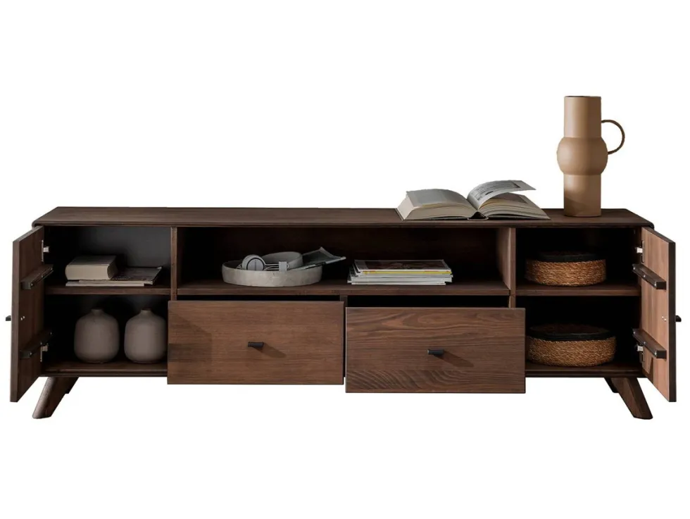 TV Board 180x57cm "Lugano" Kernbuche massiv Tabak geölt