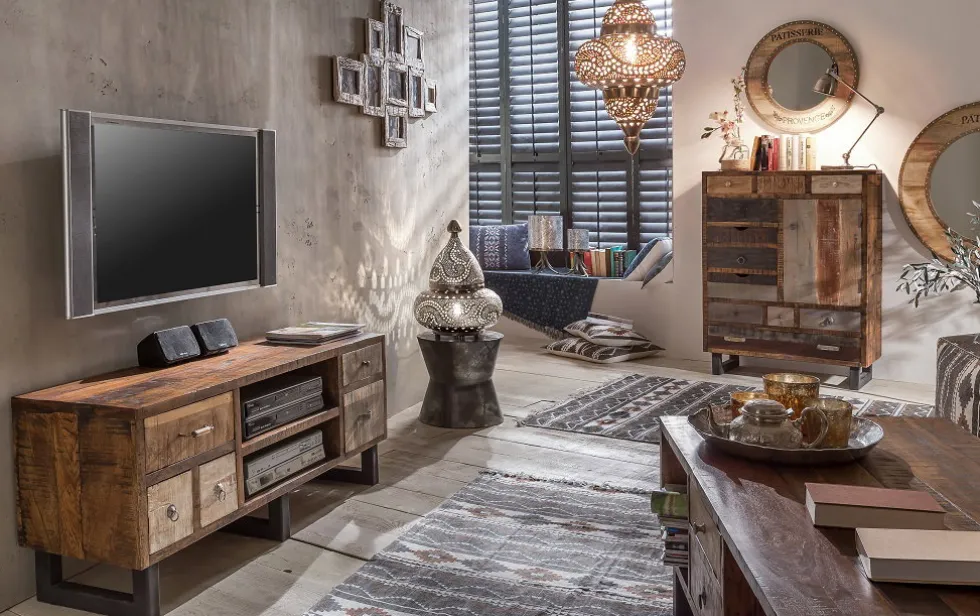 TV Board 120x60cm 'Metro' Altholz & Eisen