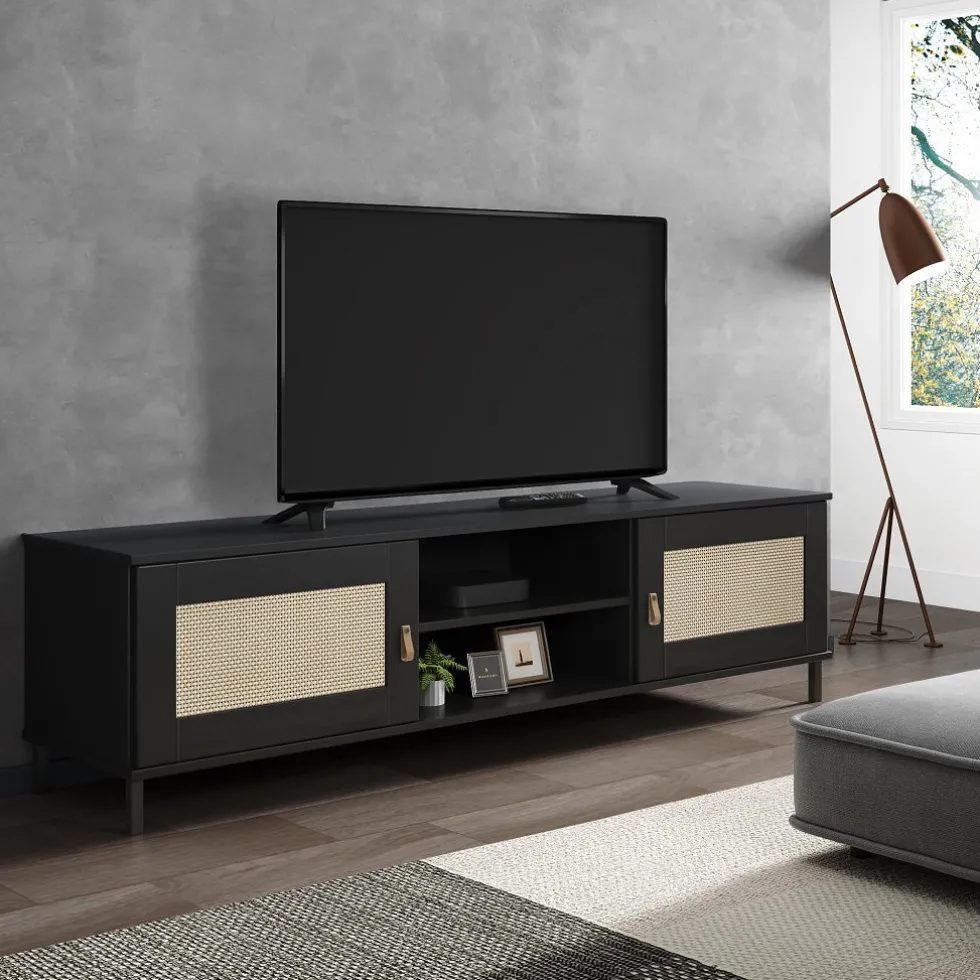 TV Board 158x47cm 'Seattle' Kiefer massiv schwarz