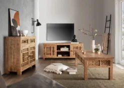 TV Board 145x58cm 'Shania' Mangoholz massiv