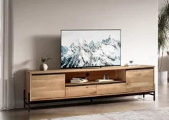 TV Board 204x51cm 'Veneza' Wildeiche & Metall schwarz
