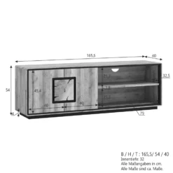 TV Board 165x54cm "Zarah" Wildeiche geölt