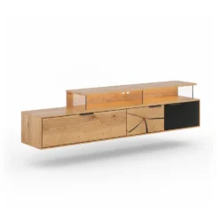 TV Element 200cm 'Triest' Wildeiche massiv Glas