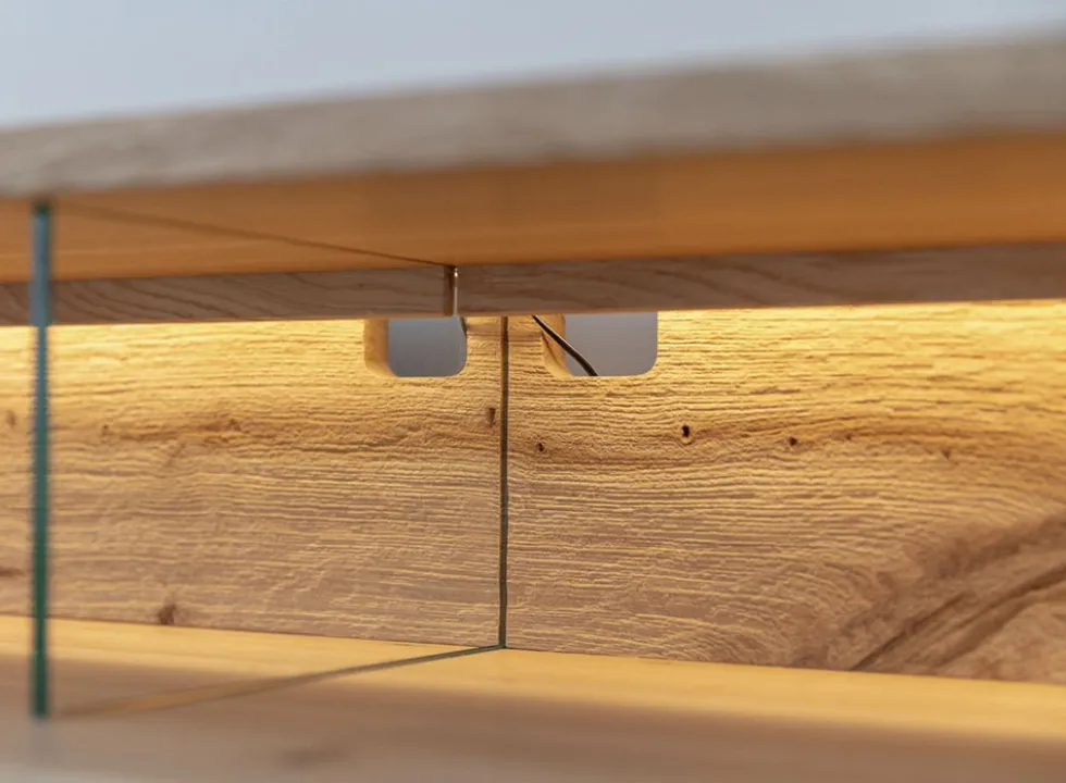 TV Element 200cm 'Triest' Wildeiche massiv Glas