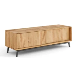 TV Element 200x50cm 'Jannik' Wildeiche massiv 2 Türen 1x Holz / 1x Glas