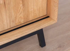 TV Element 200x50cm 'Jannik' Wildeiche massiv 2 Türen 1x Holz / 1x Glas
