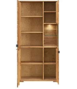 Vitrine mit Beleuchtung 96x195cm 'Montana' Wildeiche geölt