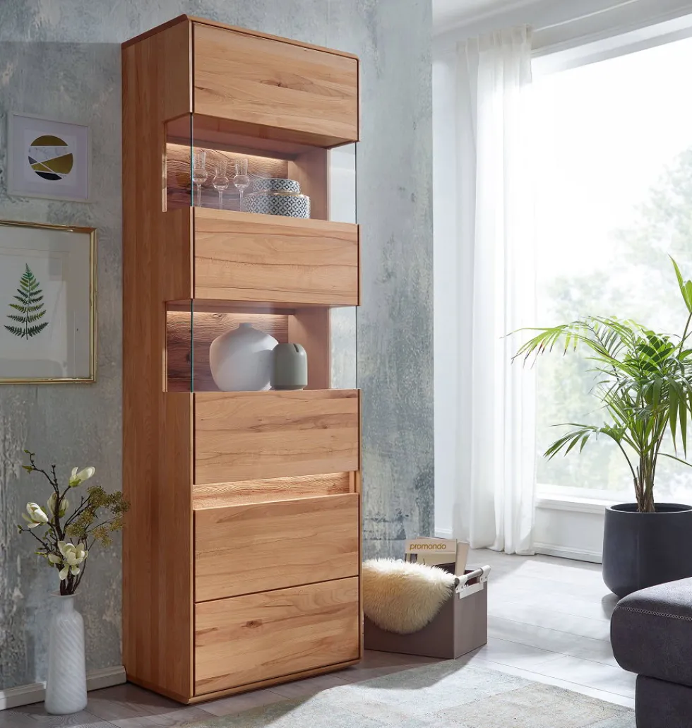 Vitrine rechts 63x207cm "Berlin" Kernbuche geölt