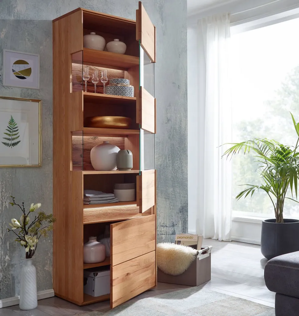 Vitrine rechts 63x207cm "Berlin" Kernbuche geölt