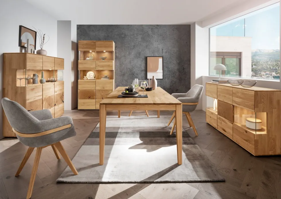 Vitrine 50x202cm "Belfast" Wildeiche massiv