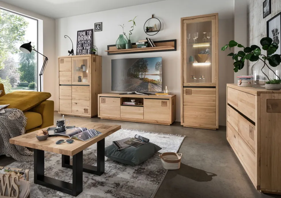 Vitrine 103x205cm "Bergamo" Wildeiche geölt WZ-0159