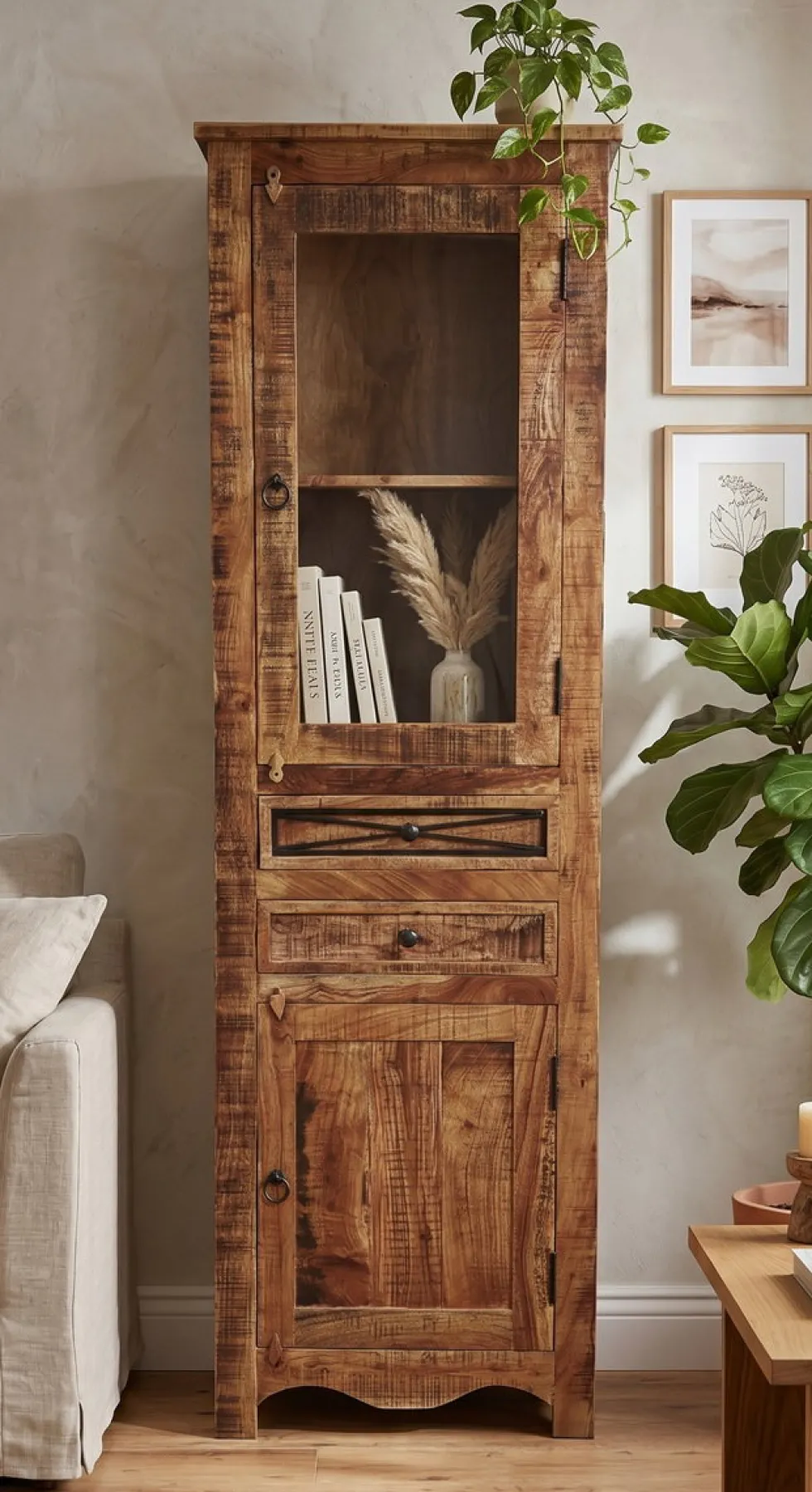 Vitrine 60x190cm "Cordoba"' Akazie massiv lackiert