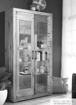 Vitrine 106x201cm 'Danzig' Wildeiche geölt