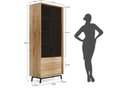 Vitrine 100x200cm 'Jannik' Wildeiche massiv