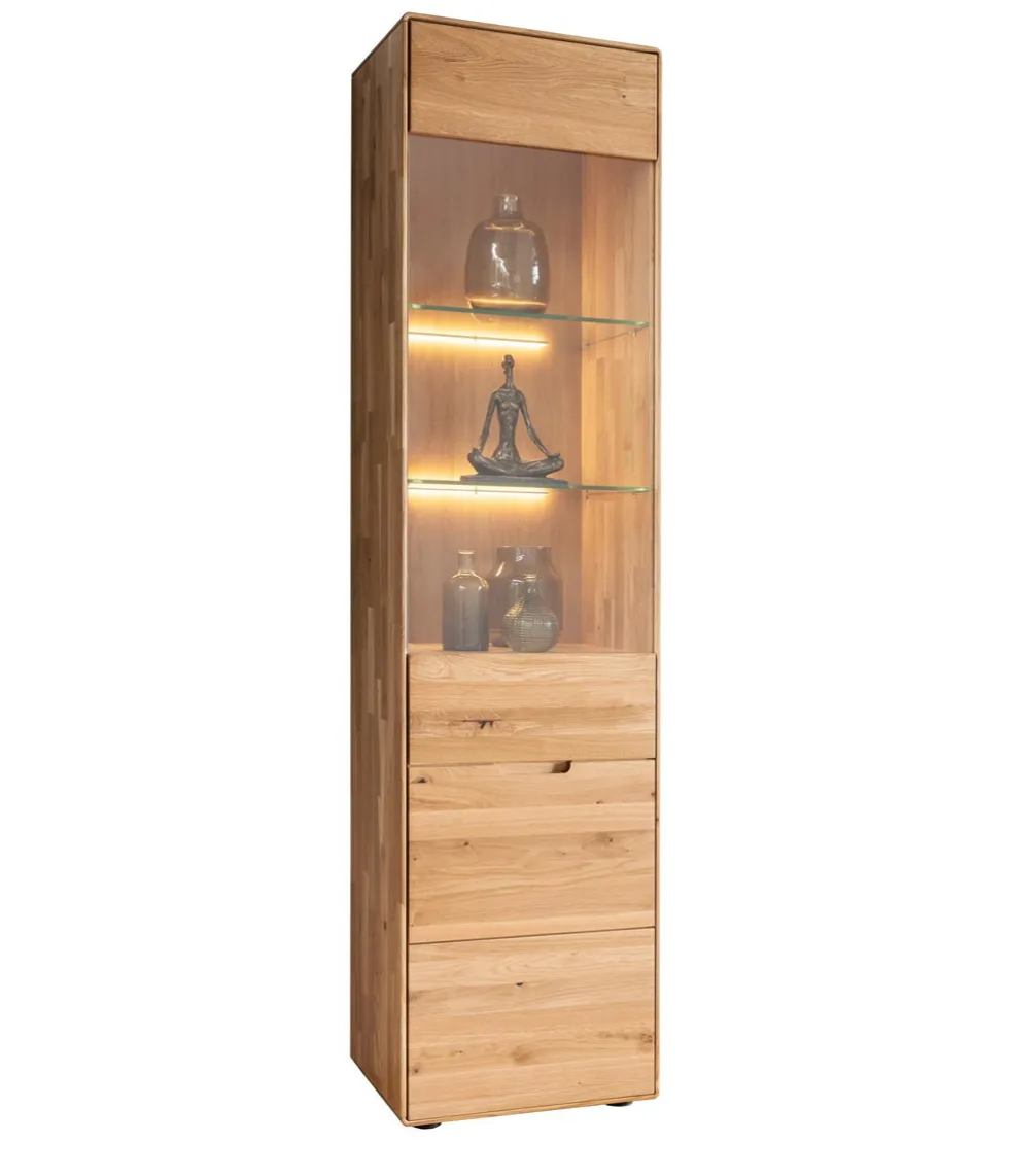 Vitrine 51x200cm "Kent" Wildeiche massiv