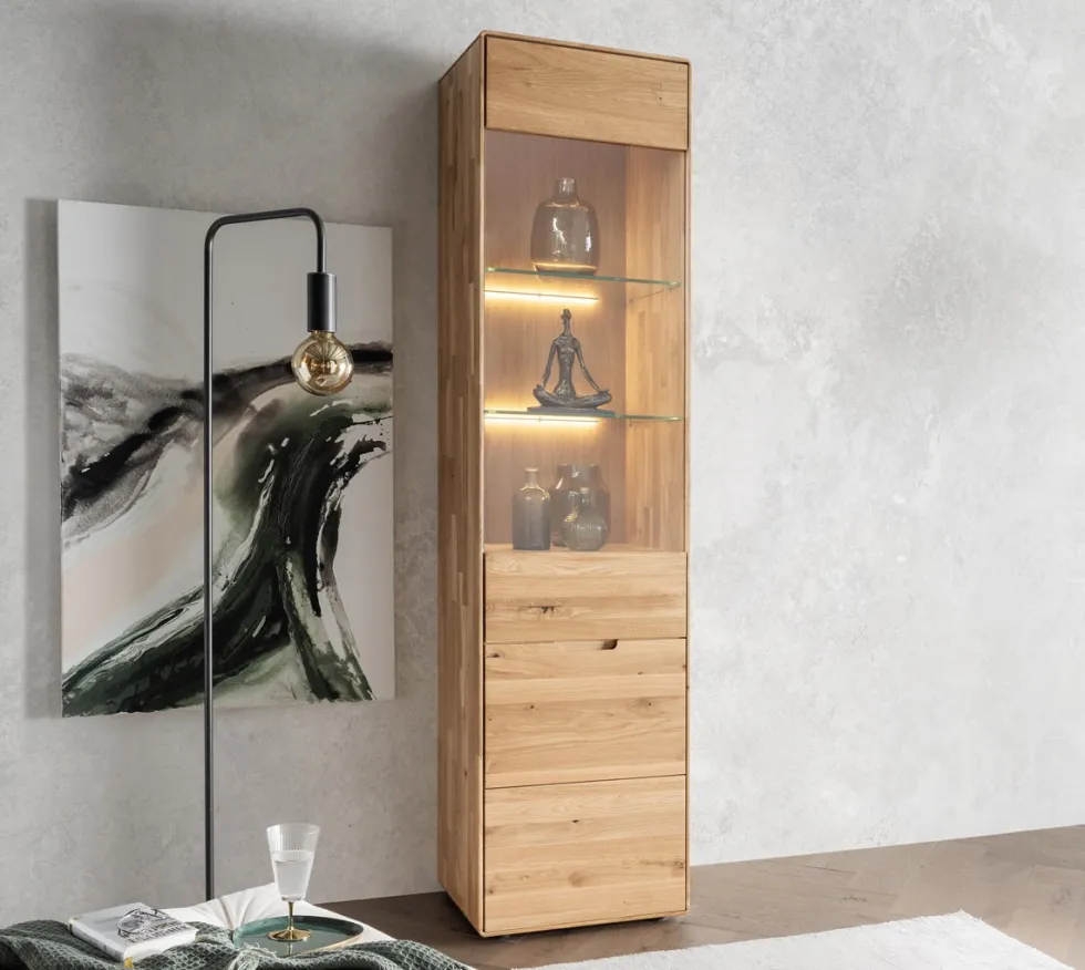 Vitrine 51x200cm "Kent" Wildeiche massiv