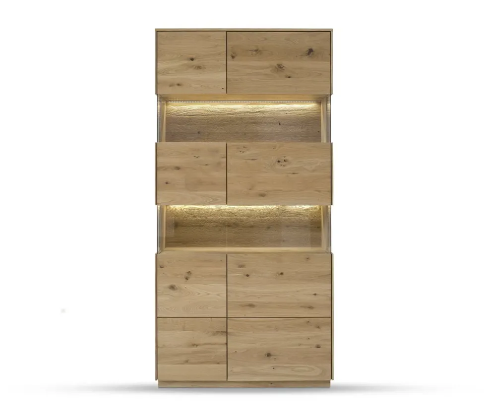 Vitrine 103x209cm 'München' Wildeiche geölt