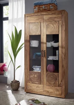 Vitrine 103x201cm "Rio" Sheesham massiv