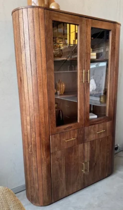 Vitrine 125x186cm "Valencia"' Mango braun lackiert