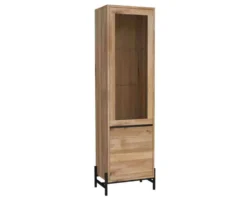 Vitrine 57x198cm 'Veneza' Wildeiche & Metall schwarz