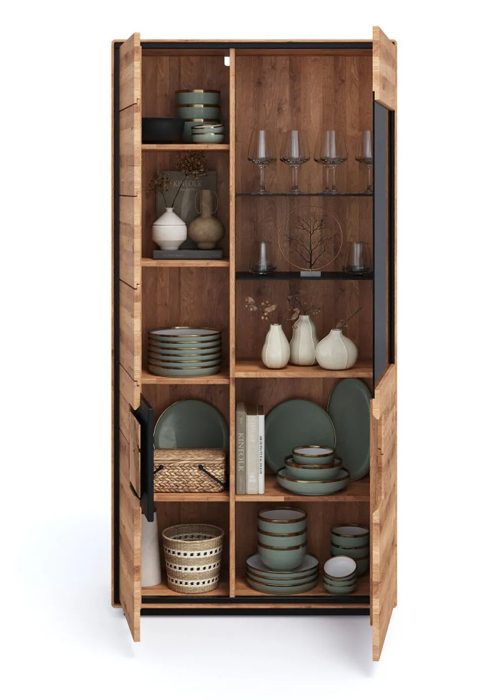 Vitrine 100x203cm "Zarah" Wildeiche geölt